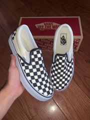 Black/White LV Reflective checkered Slip-On