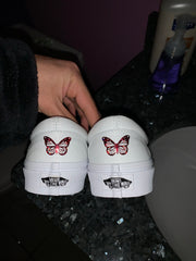 Red Holographic Butterfly Slip-Ons Vans