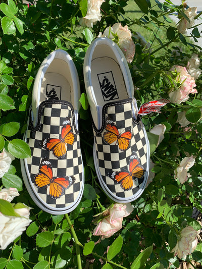 Monarch Butterfly Slip-On Checkered