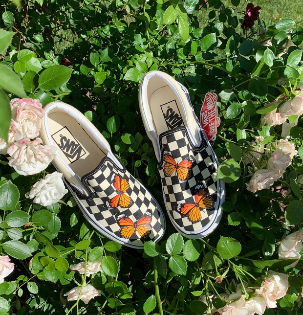Monarch Butterfly Slip-On Checkered
