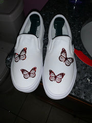 Red Holographic Butterfly Slip-Ons Vans