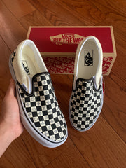 Black/White LV Reflective checkered Slip-On